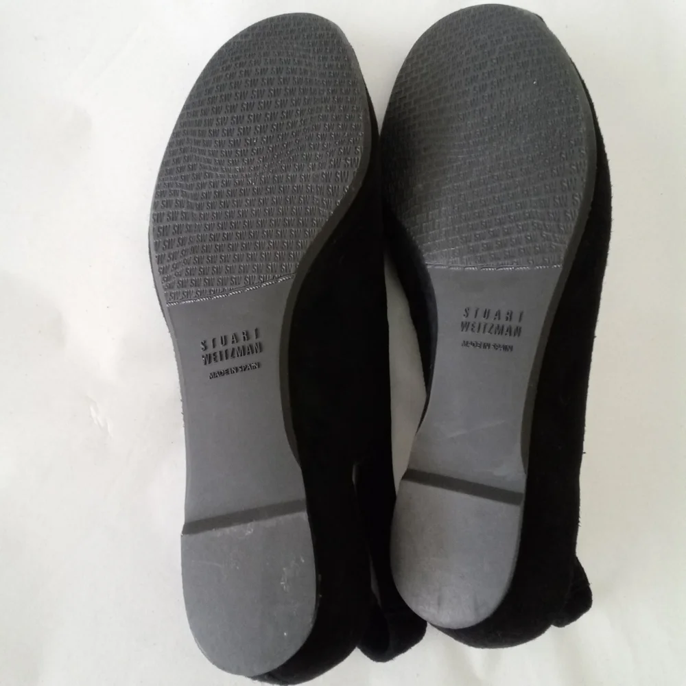 Stuart Weitzman Spando Black Nubuck Suede Strappy Slingback Wedges 7.5 M $398 - Picture 7 of 11
